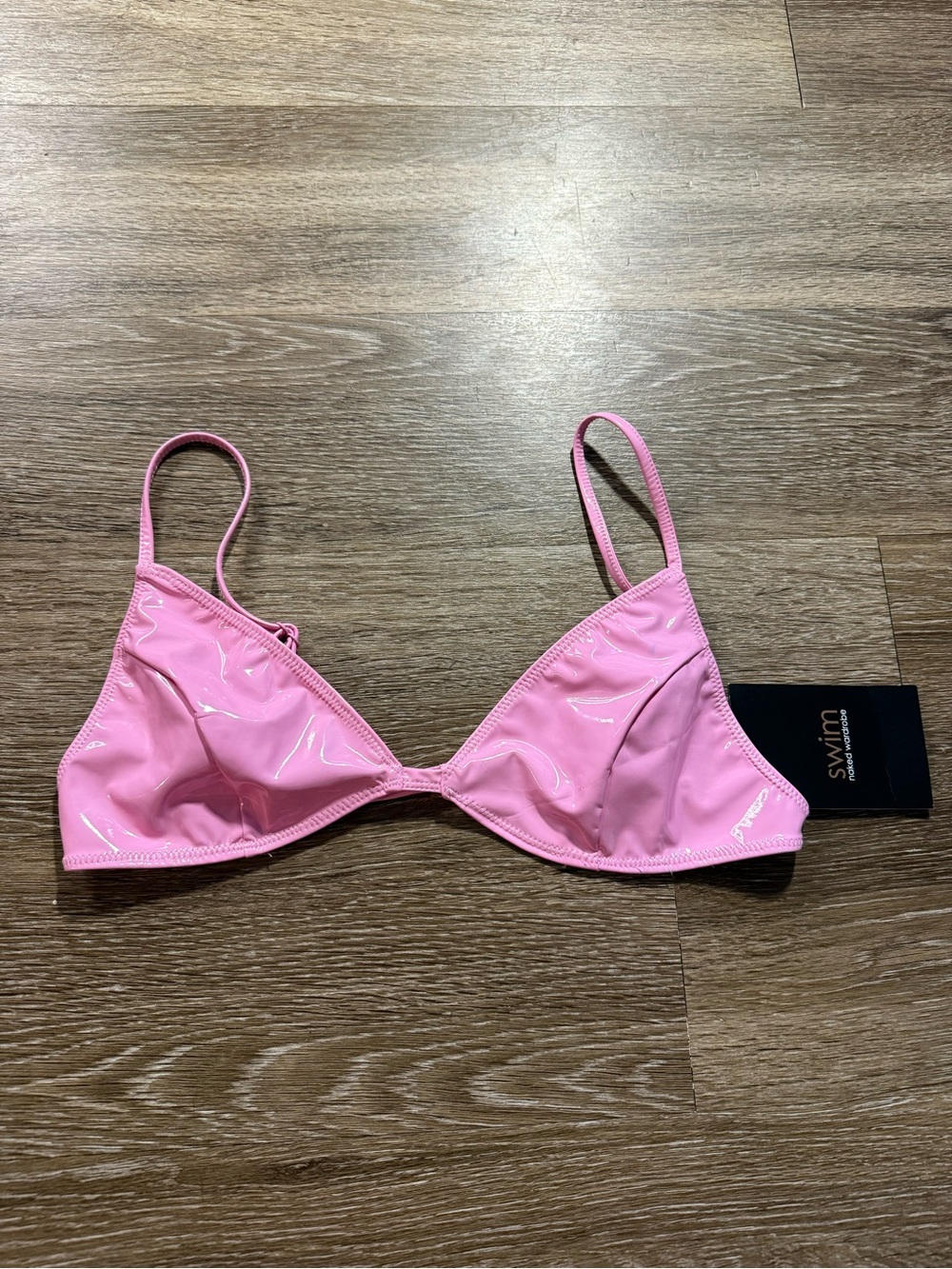 Naked Wardrobe Vinyl Swim Top Bubblegum Pink
